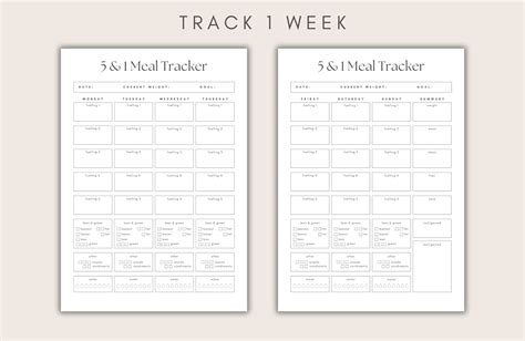 5 1 Fueling Tracker Minimalist Optavia Meal Diary Lean And Green