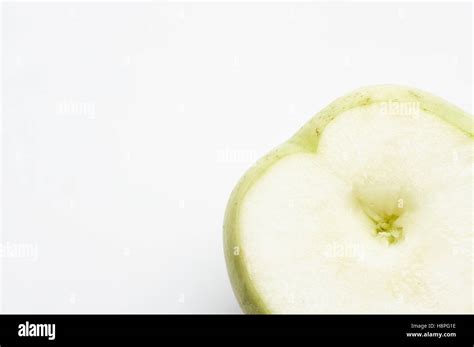 Fresh Green Apple Cut In Half Stock Photo Alamy