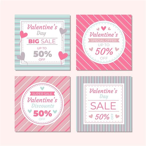 Free Vector Valentines Day Sale Instagram Post Collection