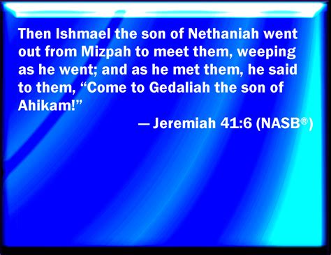 Jeremiah And Ishmael The Son Of Nethaniah Went Forth From Mizpah