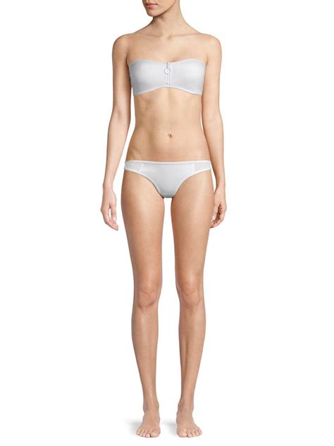 Stella Mccartney Neoprene Mesh Bandeau Bikini Top In White Lyst