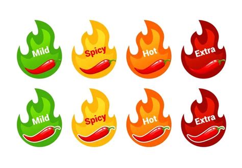 Spicy Level Labels Hot Tabasco Ketchup Sauce Meal Spicy Mild Stock