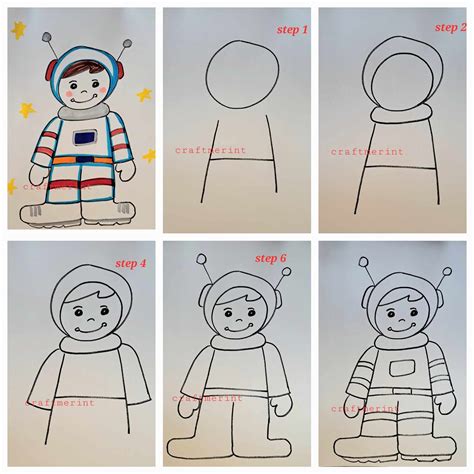 astronaut drawing easy 7