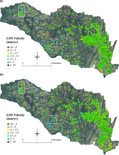 LOS Velocity Maps Obtained From Descending A And Ascending B