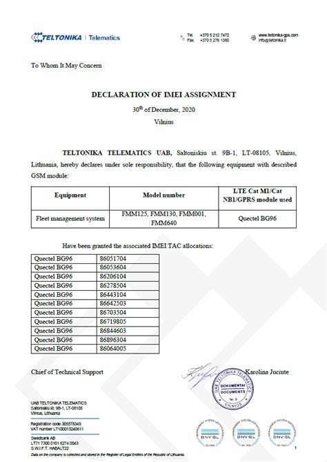 FMM00A Declaration Of IMEI Assignment Wiki Knowledge Base Teltonika GPS