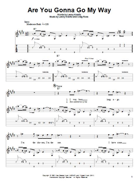 Are You Gonna Go My Way By Lenny Kravitz Sheet Music For Guitar Tab