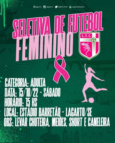 Lagarto FC realizará seletiva de futebol feminino Portal Lagartense