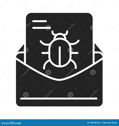 Cyber Security And Information Or Network Protection Infected Email Virus Silhouette Style Icon