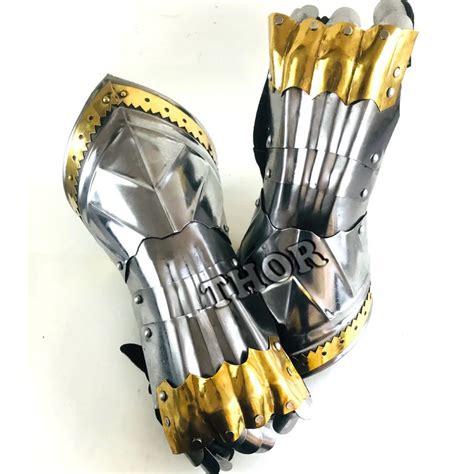 Medieval Knight Gauntlet Armor Pair Crusader Spartan Steel Armor