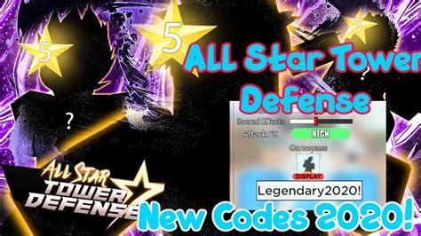 All Codes 2020 All Star Tower Defense Youtube