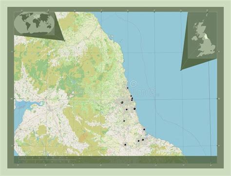 North East United Kingdom Osm Major Cities Stock Illustration