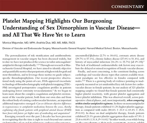 Platelet Mapping And Sex Dimorphism In Vascular Disease Vdm