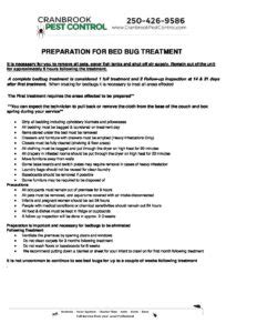 Bed Bug Preparation Sheet Cranbrook Pest Control