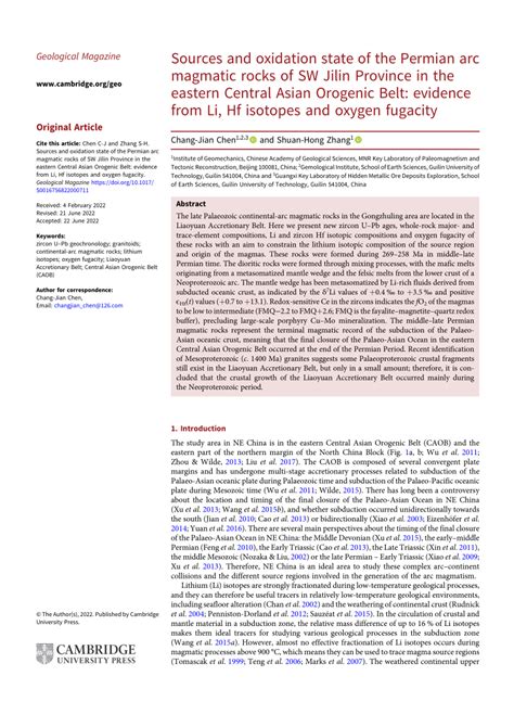 PDF Sources And Oxidation State Of The Permian Arc Magmatic Rocks Of