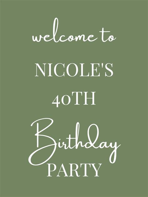 Editable Sage Green Birthday Welcome Sign Minimalist Birthday Etsy