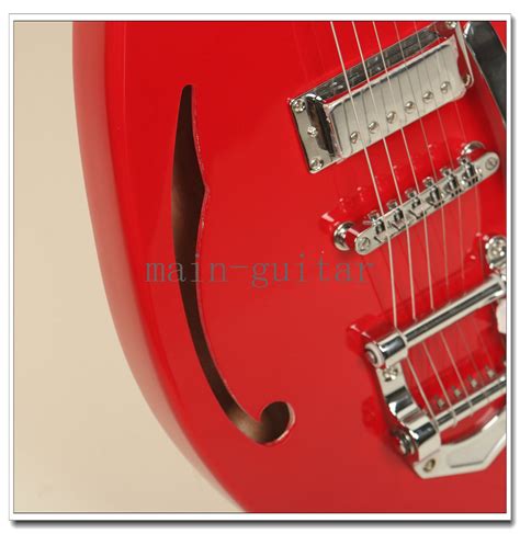 Semi Hollow Body Red Electric Guitar Special Shape Jazz Tremolo Bridge