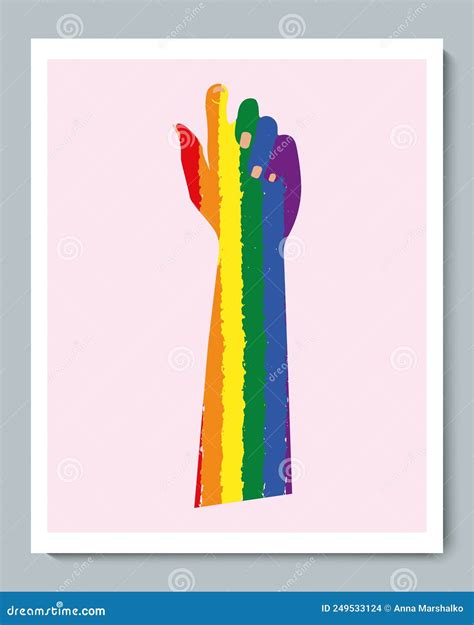 White Hand With Rainbow Gender Lgbt Synbol Stock Vector Illustration