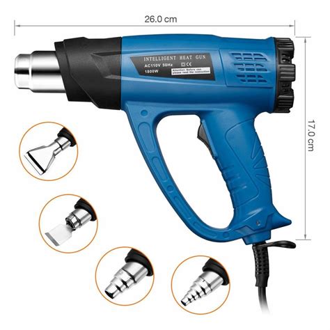 Powerextra Heat Gun Heavy Duty Hot Air Gun Variable Temperature Control W With Nozzles