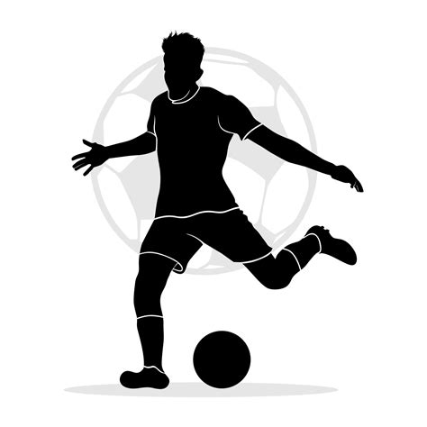 Silueta De Jugador De Fútbol Profesional Tomando Un Tiro Libre Aislado
