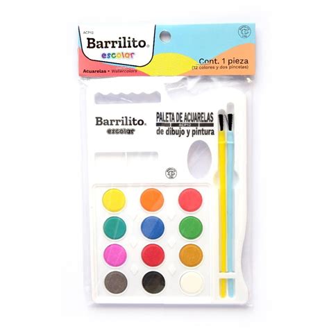 Acuarelas Barrilito Paquete Con Colores Y Pinceles Walmart