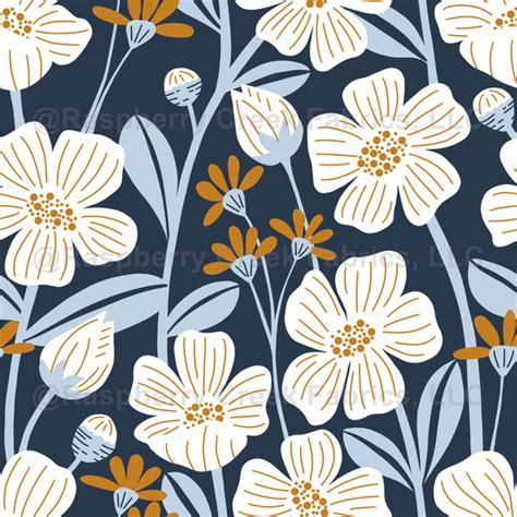 White Wildflowers Raspberry Creek Fabrics