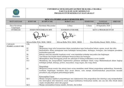 Rencana Pembelajaran Semester Rps Mata Kuliah Kode Mk Rumpun Mk Bobot