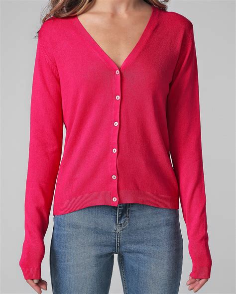 Riachuelo Cardigan Feminino Decote V Tricot Rosa Pool Basics By Riachuelo