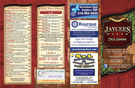 Jaycees Pizza Fasprint Menus