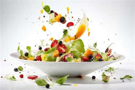 Premium Photo | Flying Salad Isolated Falling Salat Ingredients on White Background Food ...