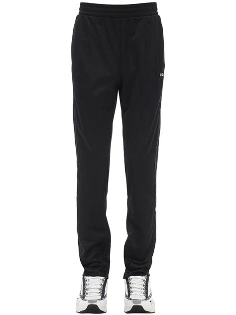 Fila Synthetic Logo Nylon Track Pants In Black For Men Lyst