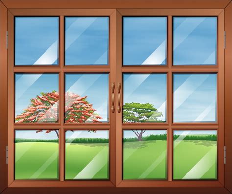 Una Ventana Con Cristales Transparentes Vector Premium