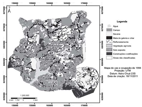 Mapa de uso e ocupação do solo da Bacia do Descoberto do ano 1994