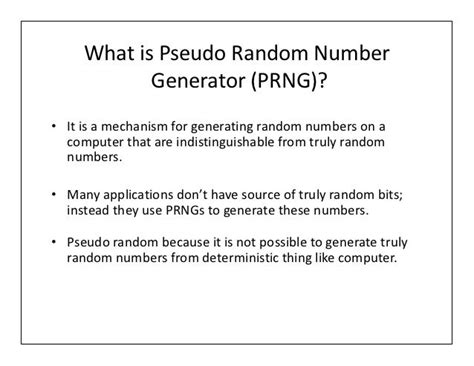 What is pseudo random number