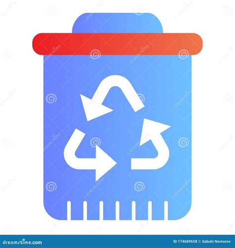 Recycle Bin With Recycling Sign Flat Icon Plastic Bucket For Waste