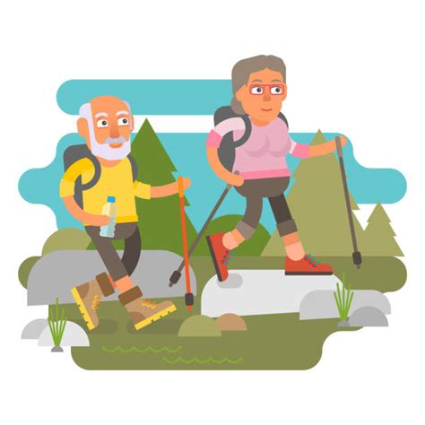 Best Seniors Hiking Illustrations, Royalty-Free Vector Graphics & Clip ...