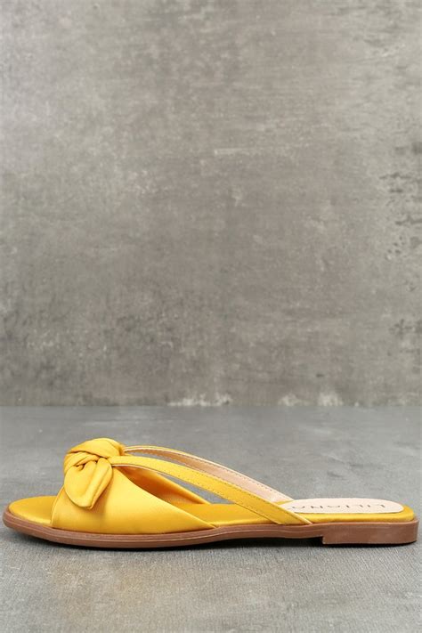 Cute Yellow Sandals Knotted Sandals Satin Sandals Lulus