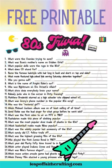 Free Printable 80s' Music Trivia Quiz With Answer Key Music, 49% OFF