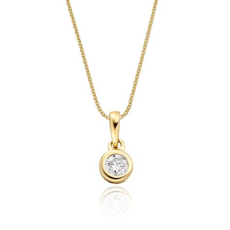 This Stunning Solitaire Diamond Pendant Has A 020ct Bezel Set Diamond