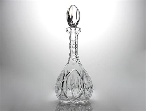 Etched Crystal Decanter Heavy Leaded Glass Original Stopper Leaded