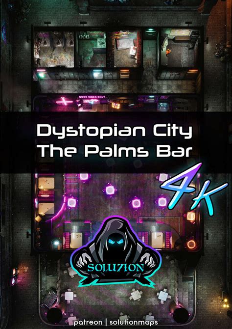 Dystopian City The Palms Bar K Cyberpunk Sci Fi Animated Battle