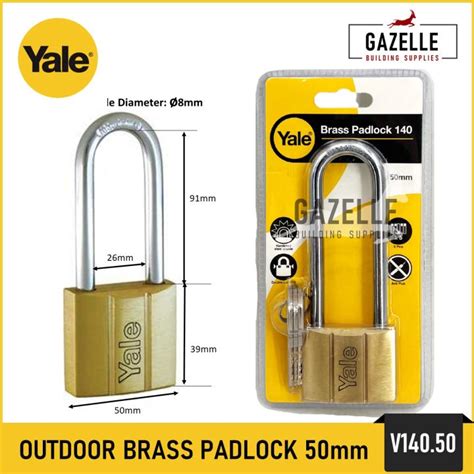 Yale 140 Outdoor Brass Padlock Heavy Duty 25mm 30mm 40mm 50mm