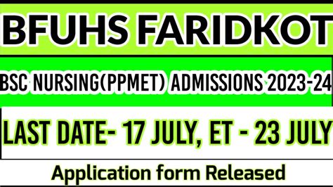 Bfuhs Faridkot Bsc Nursing Ppmet Forms Released All Details Like