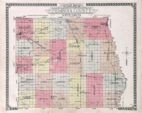 1928 Map Of Pembina County North Dakota Etsy