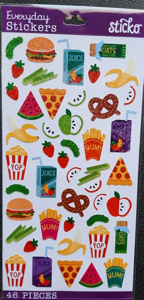 Sticko Snack Time Package Of 46 Favorite Snacks Stickers Ebay