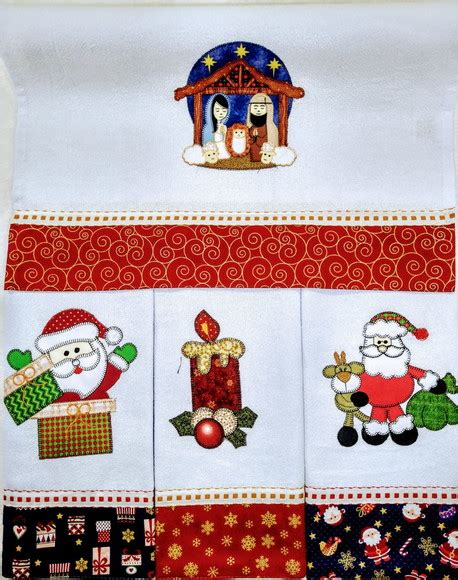 Panos De Prato Patchwork Bordado De Natal Bainha No Elo Raby