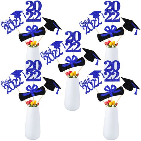 Buy Graduation Party Centerpieces For Tables 2022 Blue Glitter