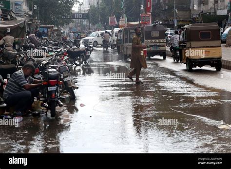 View Of Stagnant Sewerage Water Due To Poor Sewerage System Creating