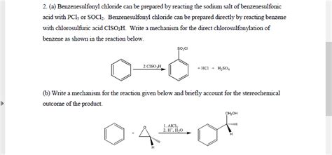 identify the structure for the intermediate and benzenesulfonic acid ...