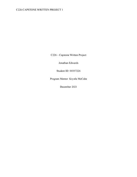 C Assessment Task Pass C Capstone Written Project C