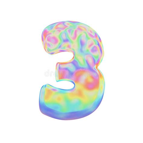 Alphabet Number 3 Funny Font Made Of Colorful Soap Bubble 3d Render